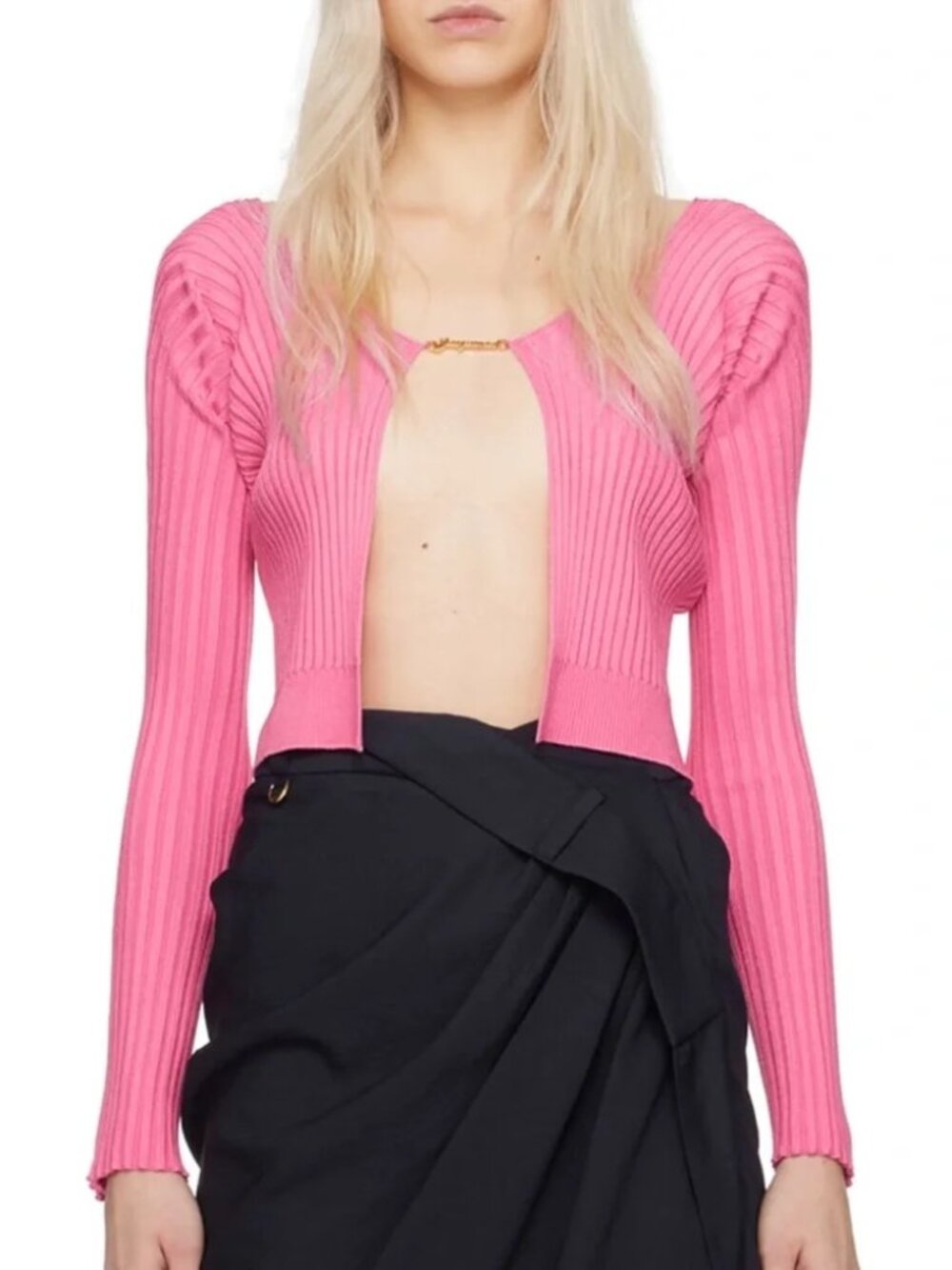 NWOT JACQUEMUS Pink Le Raphia 'La Maille Pralu Longue' Cardigan